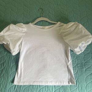 H&M White Puff Sleeve Tee